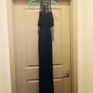 Navy Blue Beaded Gown